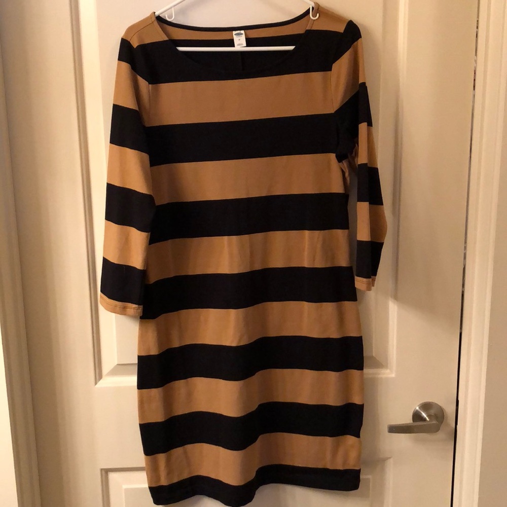 Tan and black tunic dress